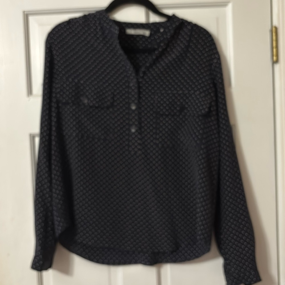 Size small blue and white polkadot blouse